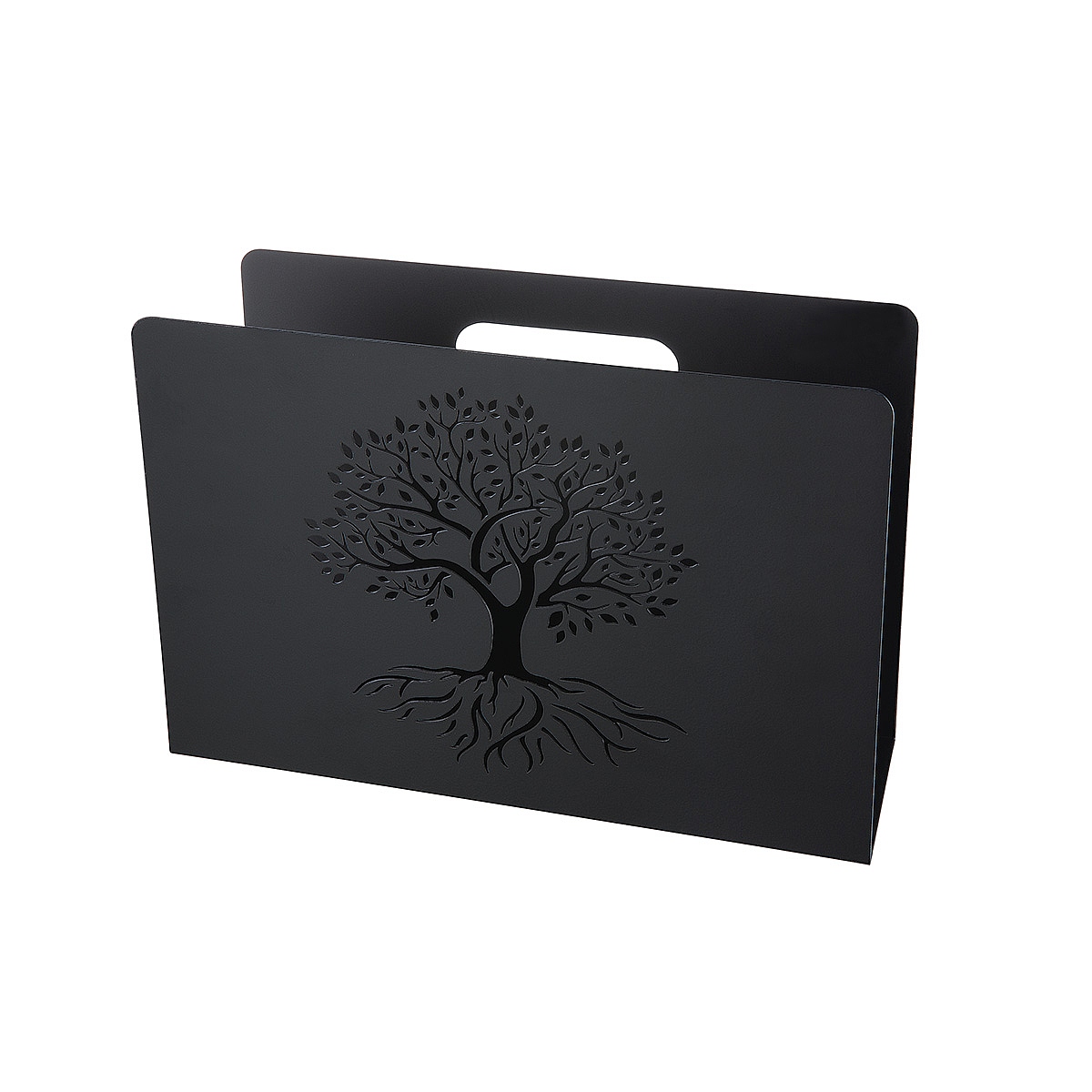 Θήκη Για Περιοδικά ArteLibre Δέντρο Της Ζωής Μαύρο Μέταλλο 10x30x20cm